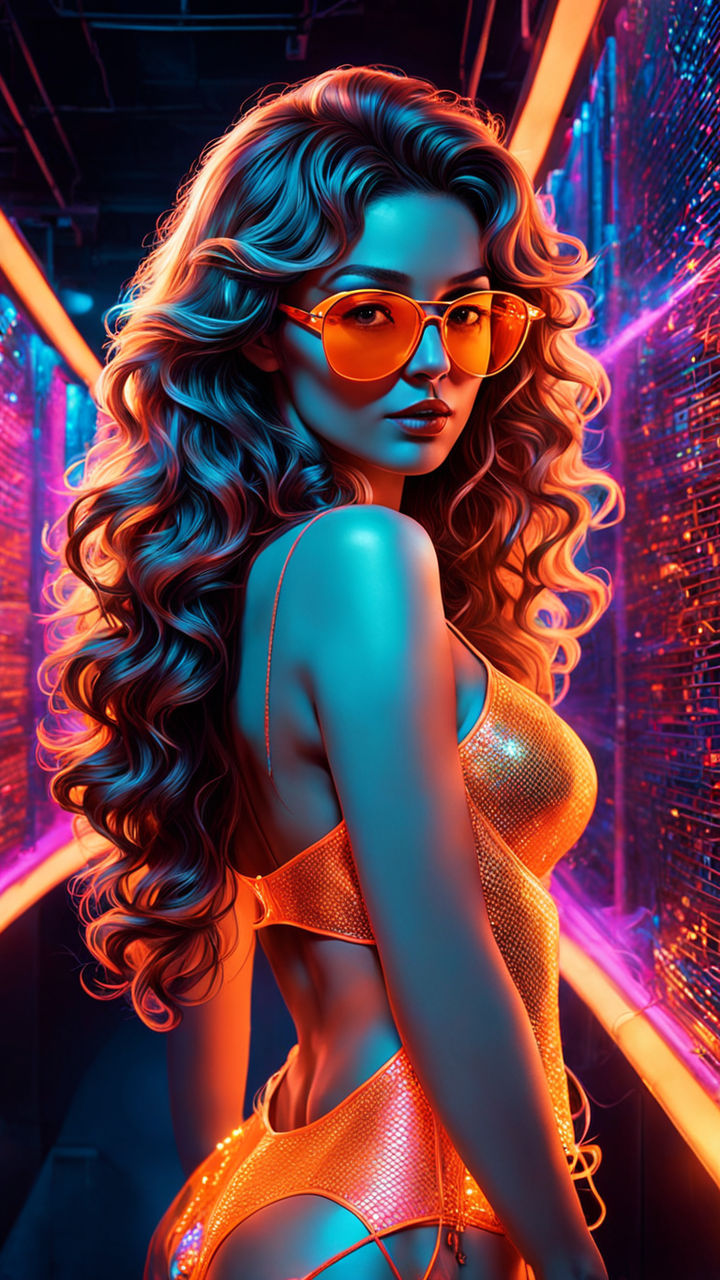 Vaporwave neon woman wallpaper