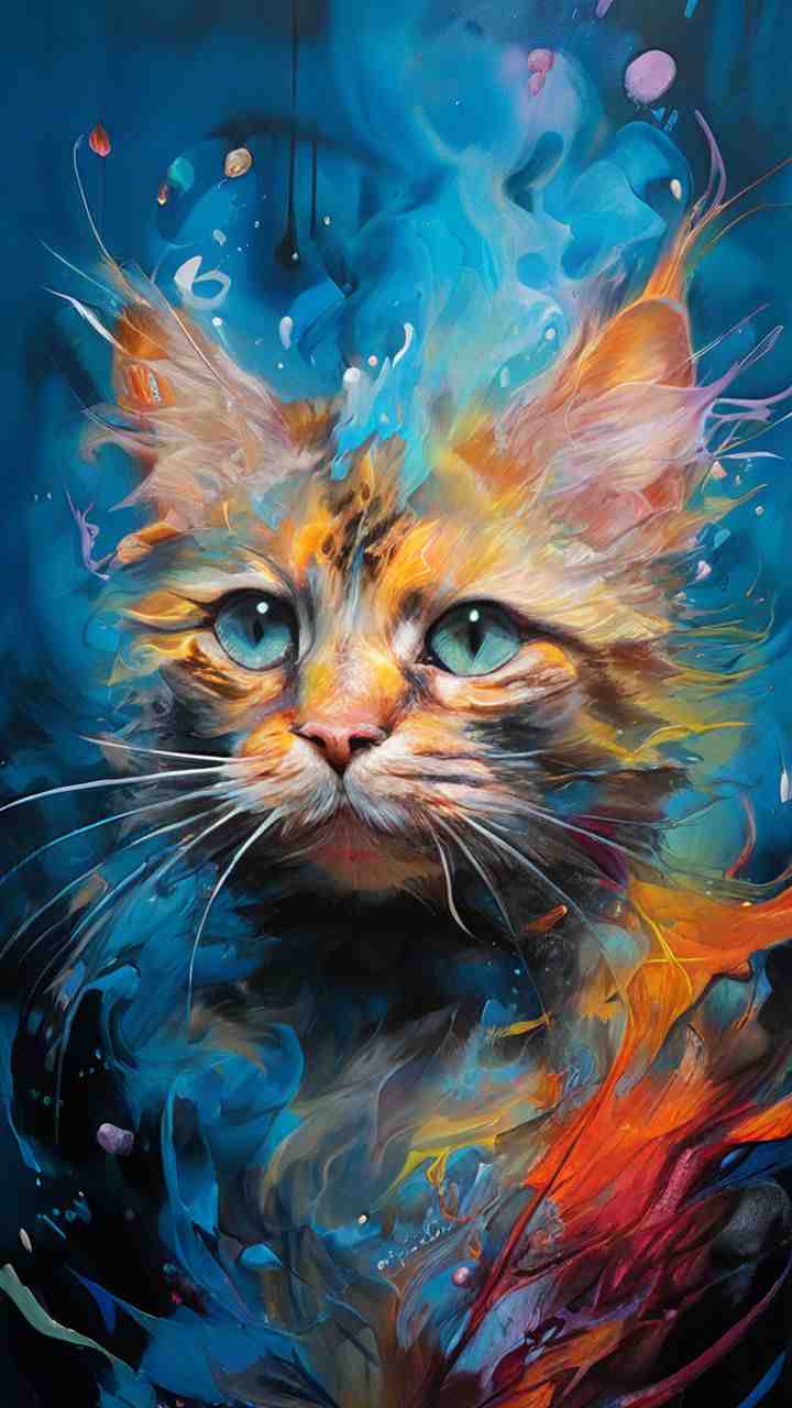 Artistic colourful Cat wallpaper