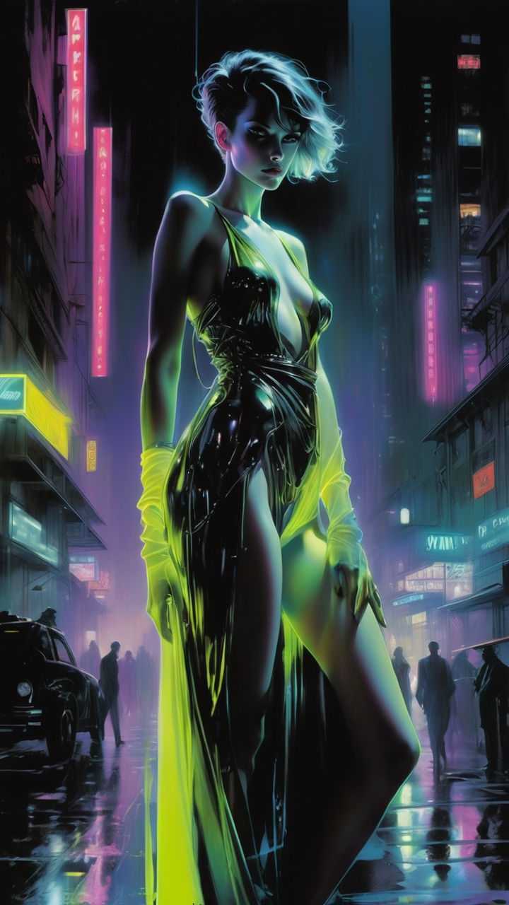 1980s themed cyberpunk girl HD wallpaper