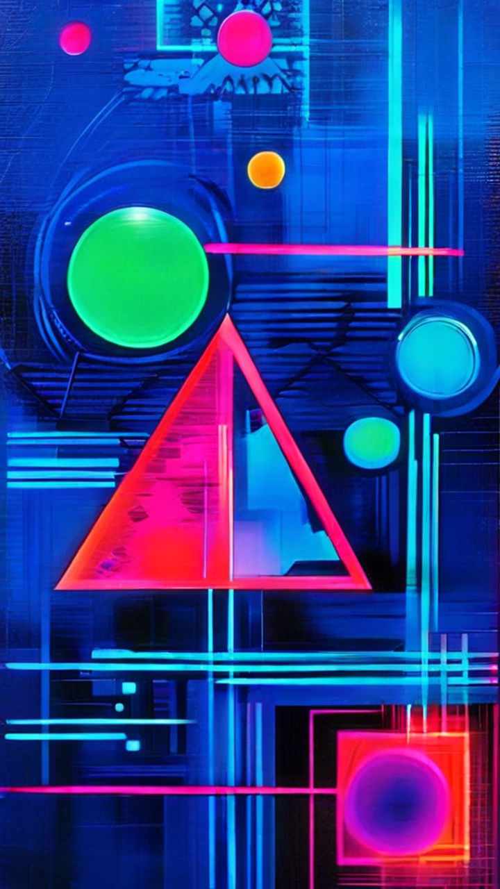 Vibrant neon colors geometric shapes mobile wallpaper