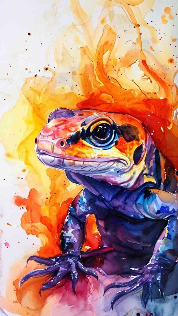 Vibrant Alcohol Ink Gecko Portrait Wallpaper