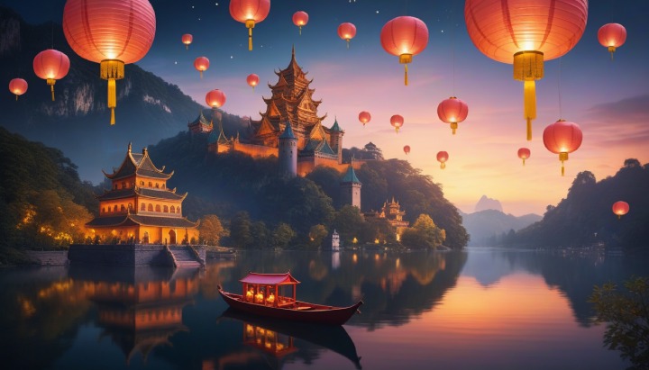 Floating lantern festival wallpaper 4k