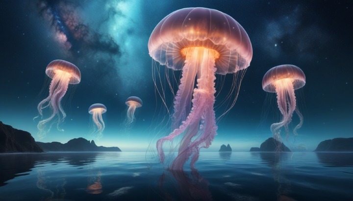 Glowing Jellyfish Art Background