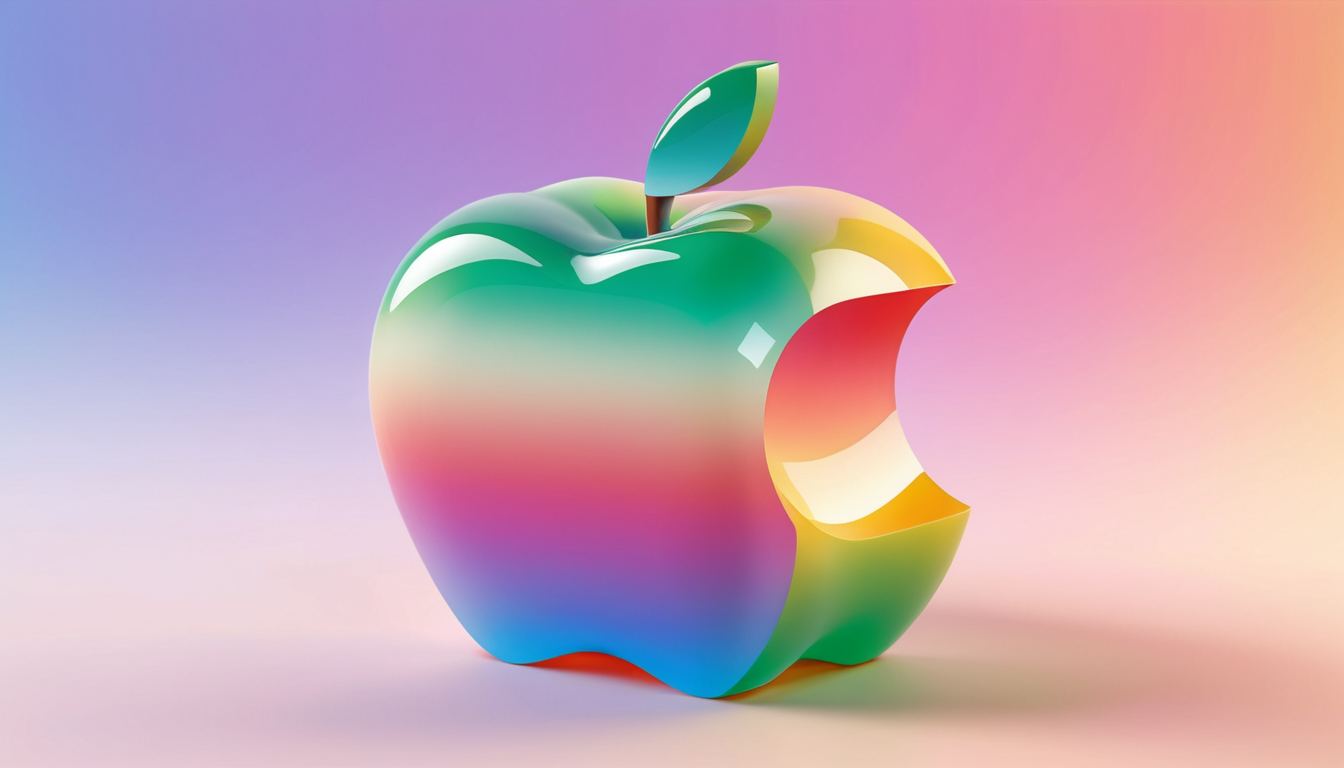 Colorful 3D Apple Logo Wallpaper - Vibrant Gradient Background