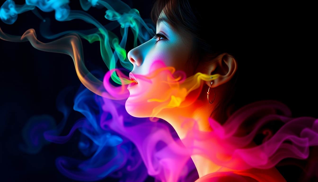 Colorful Smoke Art Portrait Wallpaper – Vibrant Neon Fantasy Aesthetic