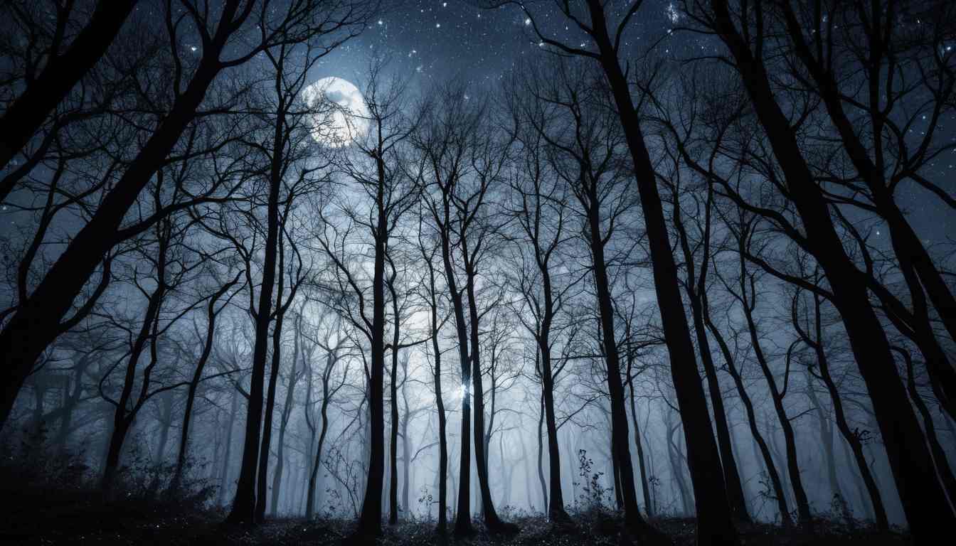 Moonlit forest HD wallpaper