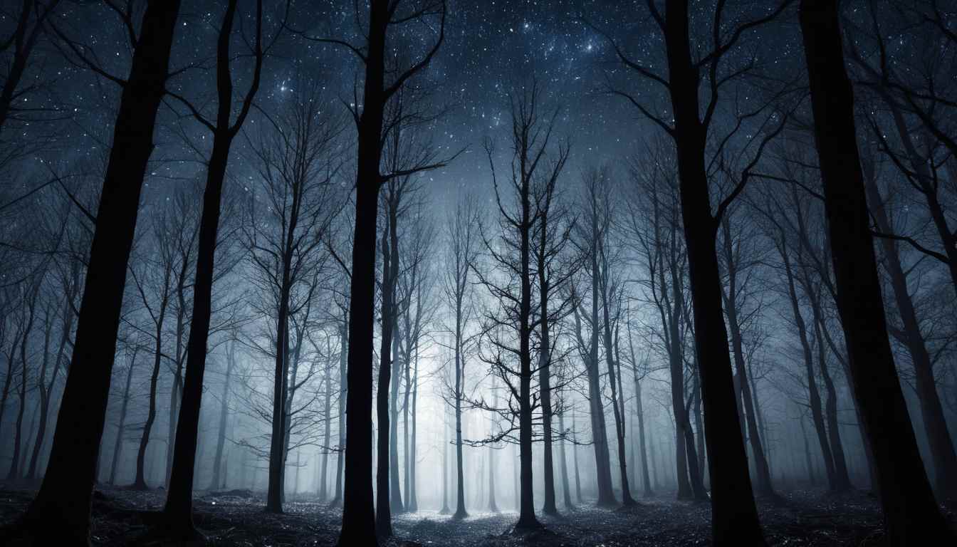 Nighttime forest scenery