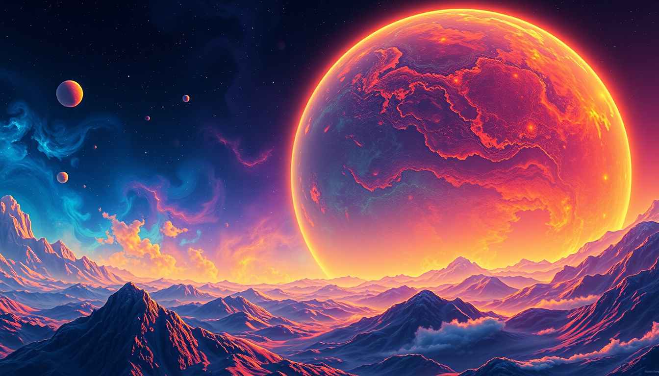 Vibrant Alien Planet in a Colorful Space Landscape