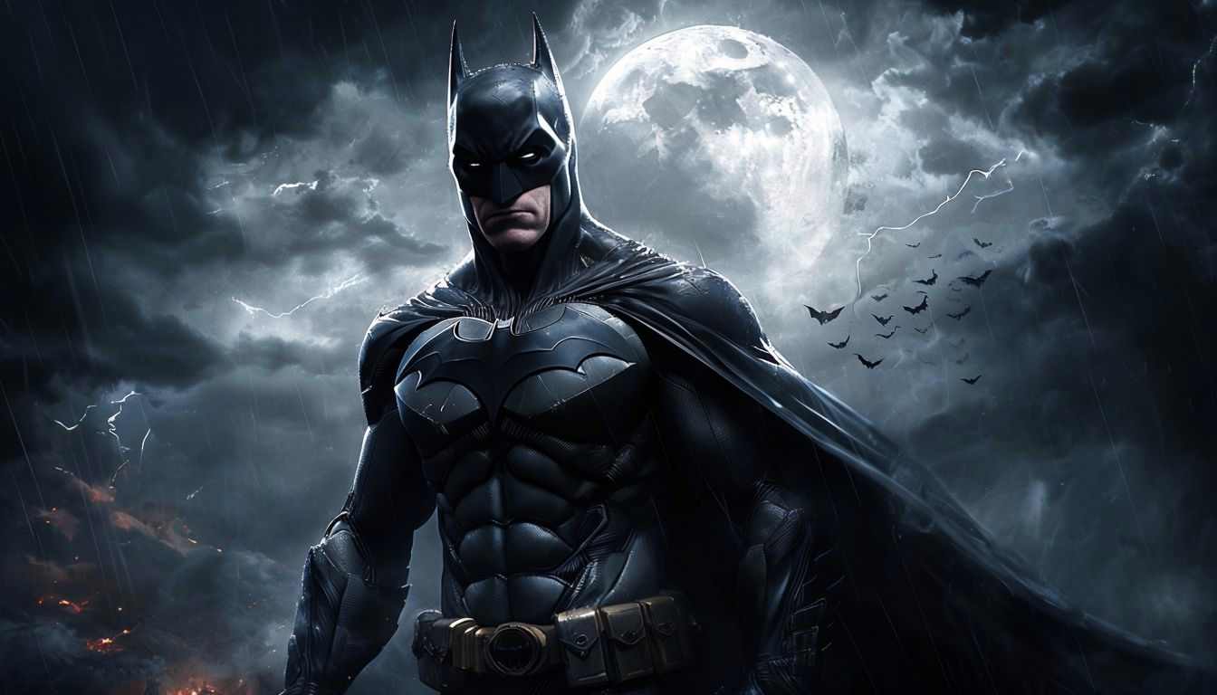 Moonlit Batman Wallpaper - Dark Knight in a Stormy Night Sky