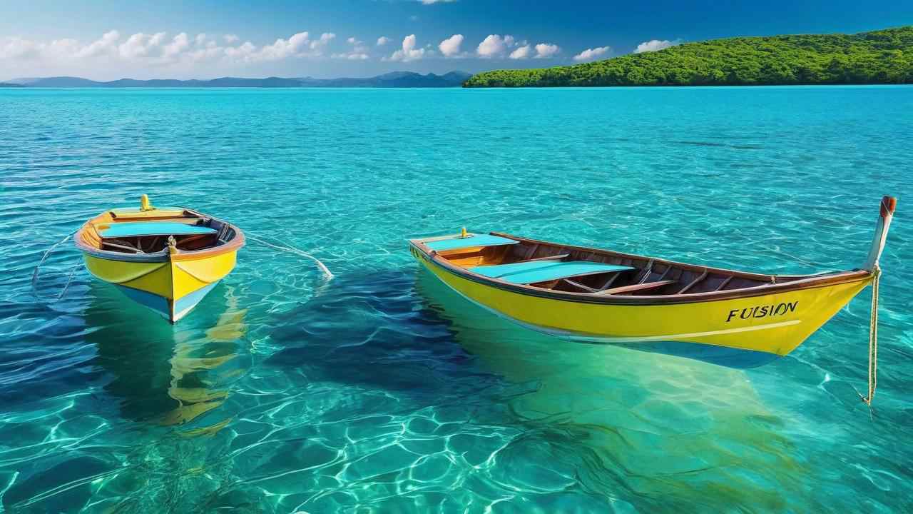 Serene Yellow Boats on Crystal Clear Turquoise Water – Stunning Nature Wallpaper