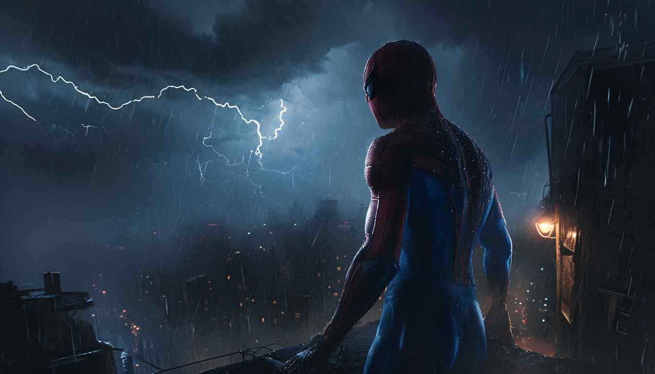 Spider-Man rainy night wallpaper