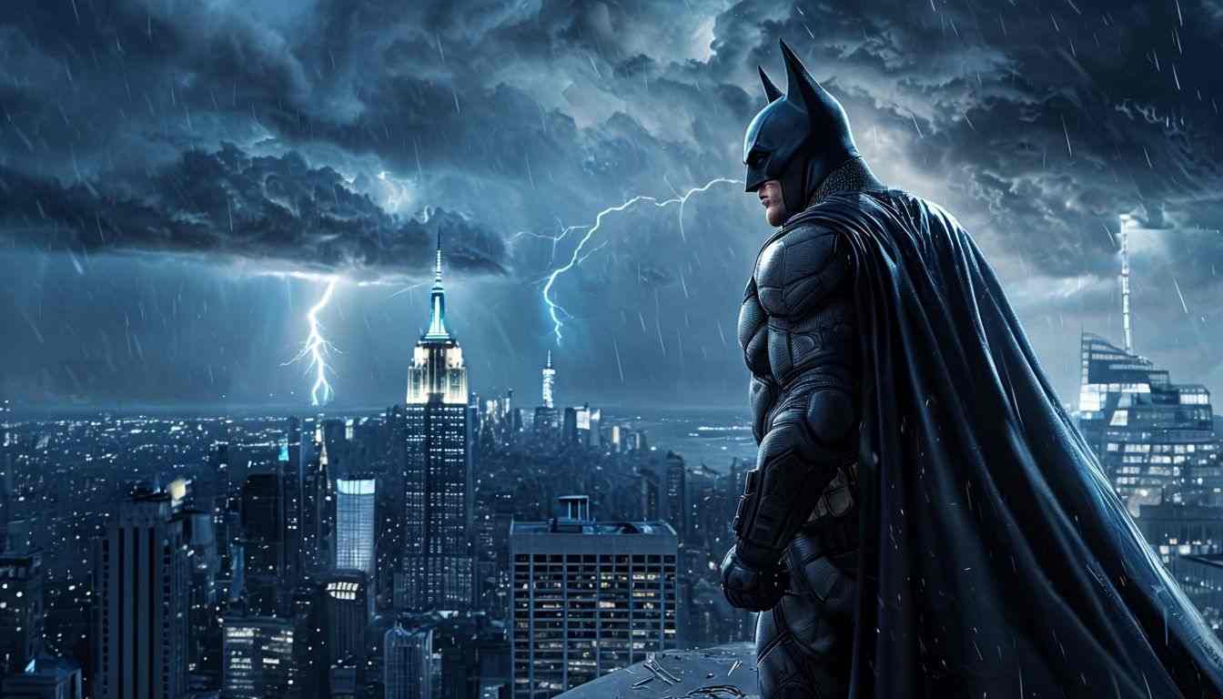 Epic Batman wallpaper: Standing Solemnly in a Rainy Urban Alley