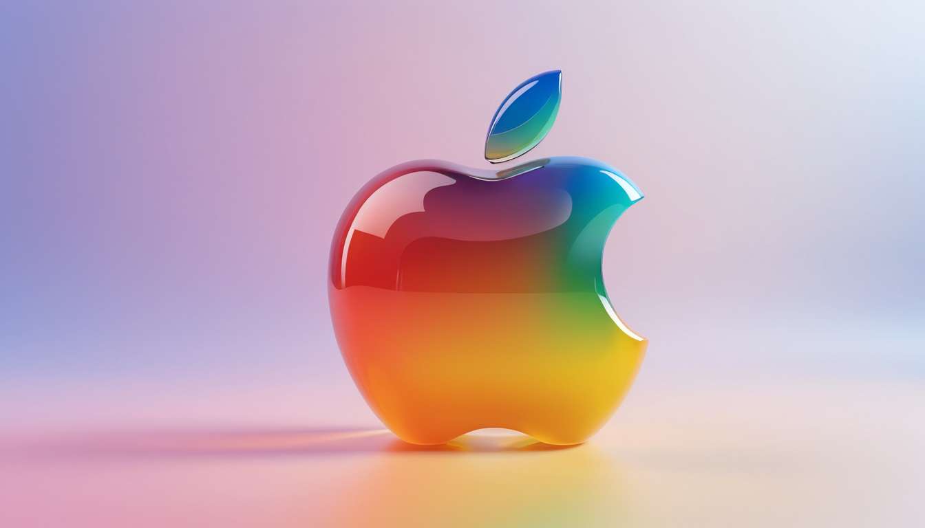 Stunning Rainbow Glass Apple Logo Wallpaper for Your Device